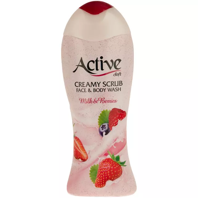 شامپو صورت و بدن کرمی اسکراب Milk & Berries اکتیو 400 گرمی